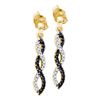 Image 1 : 0.15 CTW Black Color Diamond Infinity Dangle Earrings 14KT Yellow Gold - REF-22K4W