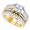 Image 1 : 1.9 CTW Princess Diamond Cluster Bridal Engagement Ring 14KT Yellow Gold - REF-232H4M