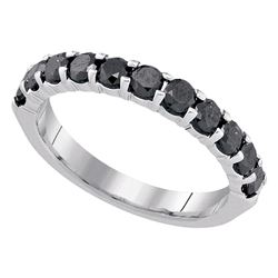 1.02 CTW Black Color Diamond Single Row Ring 10KT White Gold - REF-37F5N