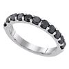 Image 1 : 1.02 CTW Black Color Diamond Single Row Ring 10KT White Gold - REF-37F5N