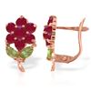 Image 1 : Genuine 2.12 ctw Peridot & Ruby Earrings Jewelry 14KT Rose Gold - REF-42P7H