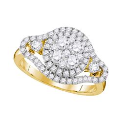 1.19 CTW Diamond Cluster Halo Bridal Engagement Ring 10KT Yellow Gold - REF-139X5Y