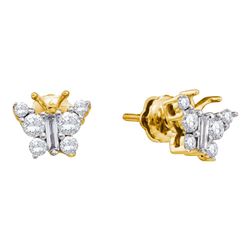 0.50 CTW Diamond Butterfly Bug Earrings 14KT Yellow Gold - REF-44N9F