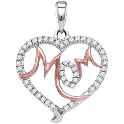 0.30 CTW Diamond Mom Mother Heart Pendant 10KT White Gold - REF-19Y4X