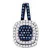 Image 1 : 0.50 CTW Blue Color Diamond Square Cluster Pendant 10KT White Gold - REF-28N4F