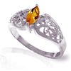 Genuine 0.20 CTW Citrine Ring Jewelry 14KT White Gold - REF-47Y2F