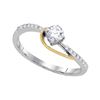 Image 1 : 0.20 CTW Diamond Solitaire Bridal Engagement Ring 10KT Two-tone Gold - REF-22Y4X