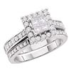1.5 CTW Princess Diamond Halo Bridal Engagement Ring 14KT White Gold - REF-194N9F