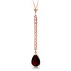 Genuine 1.80 ctw Garnet & Diamond Necklace Jewelry 14KT Rose Gold - REF-33Y4F