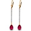 Image 1 : Genuine 3.6 ctw Ruby & Diamond Earrings Jewelry 14KT Rose Gold - REF-70X3M