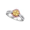Image 1 : 0.80 CTW Yellow Diamond Cluster Bridal Engagement Ring 14KT White Gold - REF-97W4K
