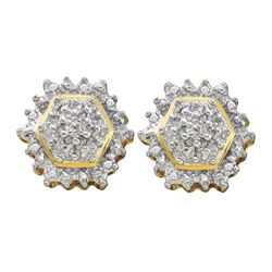 0.09 CTW Diamond Hexagon Geometric Cluster Earrings 10KT Yellow Gold - REF-31F4N