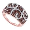 0.90 CTW Red Color Diamond Swirl Fashion Ring 10KT Rose Gold - REF-44H9M