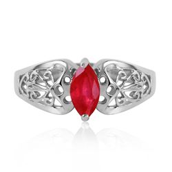 Genuine 0.20 CTW Ruby Ring Jewelry 14KT White Gold - REF-48F4Z