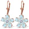 Genuine 4.43 ctw Aquamarine & Diamond Earrings Jewelry 14KT Rose Gold - REF-62Y6F