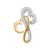 0.10 CTW Diamond Double Locked Heart Love Pendant 10KT Two-tone Gold - REF-13K4W
