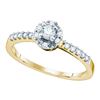 0.25 CTW Diamond Solitaire Halo Bridal Engagement Ring 10KT Yellow Gold - REF-22K4W