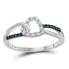 0.11 CTW Blue Color Diamond Captured Heart Ring 10KT White Gold - REF-14K9W