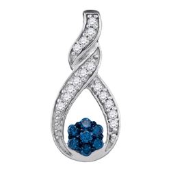 0.25 CTW Blue Color Diamond Cradled Cluster Pendant 10KT White Gold - REF-14M9H