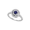 0.64 CTW Blue Sapphire Solitaire Circle Ring 18KT White Gold - REF-119M9H