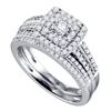 0.75 CTW Diamond Double Halo Bridal Engagement Ring 14KT White Gold - REF-89M9H