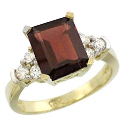 Natural 2.86 ctw garnet & Diamond Engagement Ring 10K Yellow Gold - REF-54A7V