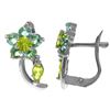 Genuine 1.72 ctw Blue Topaz & Peridot Earrings Jewelry 14KT White Gold - REF-40Y5F