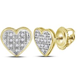 0.05 CTW Diamond Heart Stud Earrings 10KT Yellow Gold - REF-7Y4X