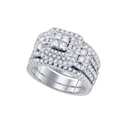 2.05 CTW Diamond Cluster Wedding Bridal Ring 14KT White Gold - REF-217K4W