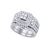 2.05 CTW Diamond Cluster Wedding Bridal Ring 14KT White Gold - REF-217K4W