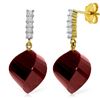 Genuine 30.65 ctw Ruby & Diamond Earrings Jewelry 14KT Yellow Gold - REF-59R9P