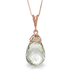 Genuine 7 ctw Green Amethyst Necklace Jewelry 14KT Rose Gold - REF-25P3H