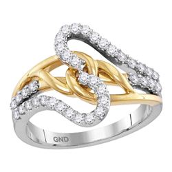 0.50 CTW Diamond Loop Lasso Ring 10KT Two-tone Gold - REF-50F9N