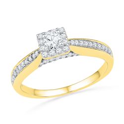 0.50 CTW Diamond Solitaire Square Bridal Engagement Ring 10KT Yellow Gold - REF-53Y9X