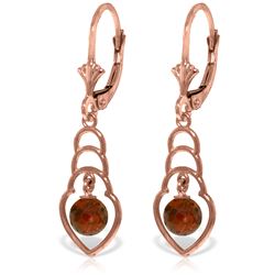 Genuine 1.25 ctw Garnet Earrings Jewelry 14KT Rose Gold - REF-25W6Y