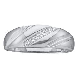 0.10 CTW Diamond Mens Wedding Anniversary Ring 10KT White Gold - REF-14W9K