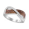 Image 1 : 0.33 CTW Cognac-brown Color Diamond Crossover Ring 10KT White Gold - REF-26F9N