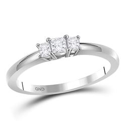 0.26 CTW Princess Diamond 3-stone Certified Bridal Ring 14KT White Gold - REF-30X2Y