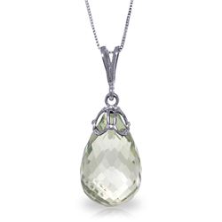 Genuine 7 ctw Green Amethyst Necklace Jewelry 14KT White Gold - REF-25H3X