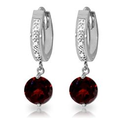 Genuine 2.53 ctw Garnet & Diamond Earrings Jewelry 14KT White Gold - REF-54F6Z