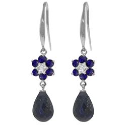 Genuine 7.61 ctw Sapphire & Diamond Earrings Jewelry 14KT White Gold - REF-49W8Y