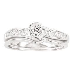 0.50 CTW Diamond Bridal Wedding Engagement Ring 14KT White Gold - REF-75H2M