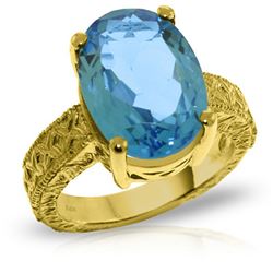 Genuine 8 ctw Blue Topaz Ring Jewelry 14KT Yellow Gold - REF-126M3T