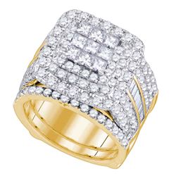 3.98 CTW Princess Diamond Bridal Engagement Ring 14KT Yellow Gold - REF-389F9N