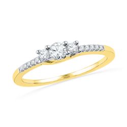 0.25 CTW Diamond 3-stone Bridal Engagement Ring 10KT Yellow Gold - REF-25X4Y