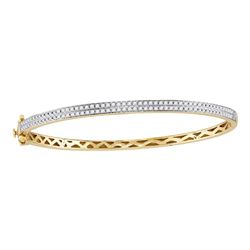 1 CTW Diamond Bangle Bracelet 14KT Yellow Gold - REF-187X4Y