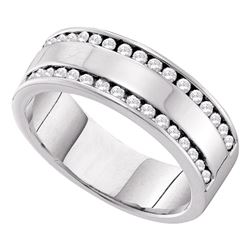 0.50 CTW Diamond Double Row Wedding Ring 14KT White Gold - REF-82H4M