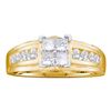 Image 1 : 1.01 CTW Princess Diamond Cluster Bridal Engagement Ring 14KT Yellow Gold - REF-87M2H