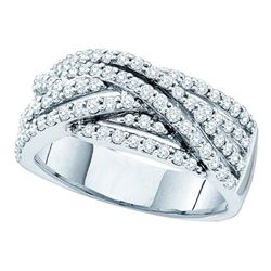 0.85 CTW Diamond Crossover Ring 14KT White Gold - REF-94K4W