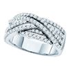 Image 1 : 0.85 CTW Diamond Crossover Ring 14KT White Gold - REF-94K4W